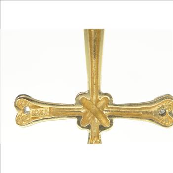 10K Cross Diamond Inset Christian Faith Symbol Yellow Gold Pendant