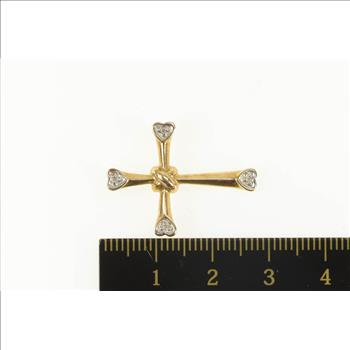 10K Cross Diamond Inset Christian Faith Symbol Yellow Gold Pendant