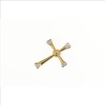 10K Cross Diamond Inset Christian Faith Symbol Yellow Gold Pendant