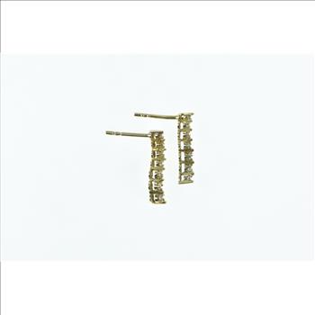 10K Curvy Wavy Diamond Journey Symbol Yellow Gold Earrings