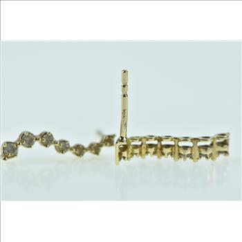 10K Curvy Wavy Diamond Journey Symbol Yellow Gold Earrings