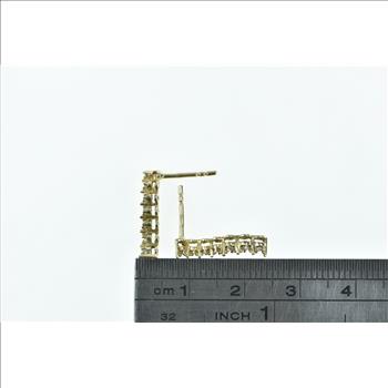 10K Curvy Wavy Diamond Journey Symbol Yellow Gold Earrings