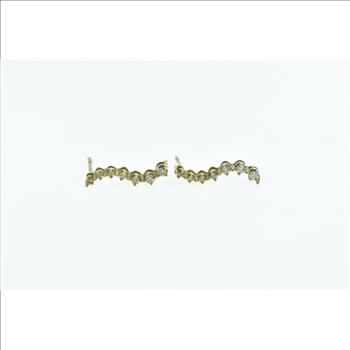 10K Curvy Wavy Diamond Journey Symbol Yellow Gold Earrings