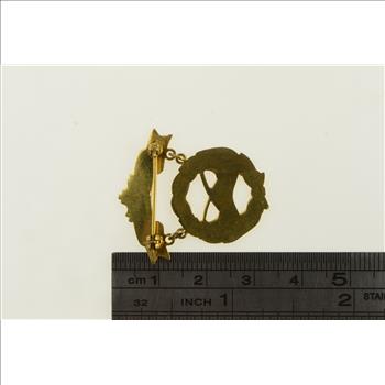 10K Degree of Pocahontas Enamel Victorian Yellow Gold Pin/Brooch