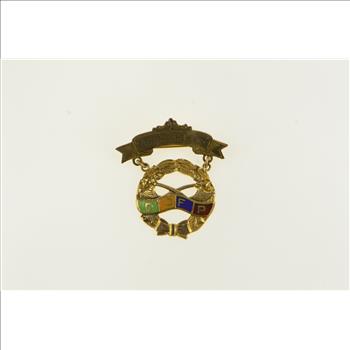 10K Degree of Pocahontas Enamel Victorian Yellow Gold Pin/Brooch