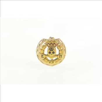 10K Delta Sigma Pi Fraternity Greek Skull Lapel Yellow Gold Pin/Brooch