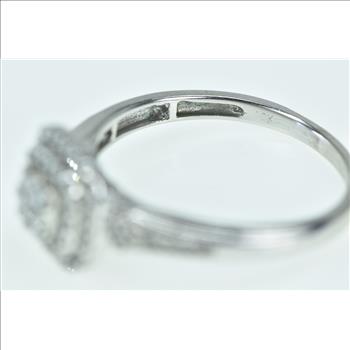 10K Diamond Cluster Halo Diamond Engagement White Gold Ring, Size 8