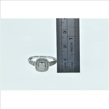 10K Diamond Cluster Halo Diamond Engagement White Gold Ring, Size 8
