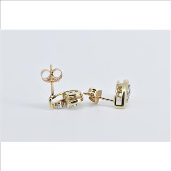 10K Diamond Curved Loop Swirl Fashion Stud Yellow Gold Earrings