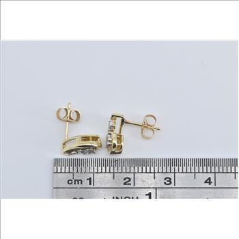 10K Diamond Curved Loop Swirl Fashion Stud Yellow Gold Earrings