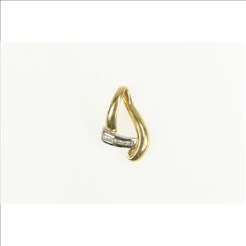 10K Diamond Curvy Triangle Loop Slide Yellow Gold Pendant