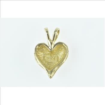 10K Diamond Cut Heart Love Symbol Romantic Yellow Gold Charm/Pendant