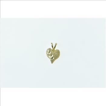 10K Diamond Cut Heart Love Symbol Romantic Yellow Gold Charm/Pendant