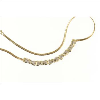 10K Diamond Encrusted Bow Cluster Chain Yellow Gold Necklace 17