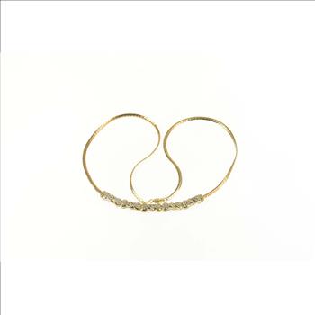 10K Diamond Encrusted Bow Cluster Chain Yellow Gold Necklace 17