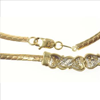 10K Diamond Encrusted Bow Cluster Chain Yellow Gold Necklace 17