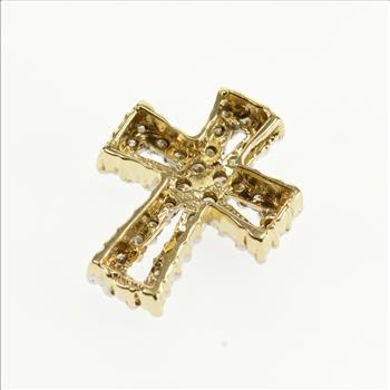 10K Diamond Encrusted Cross Christian Symbol Yellow Gold Pendant