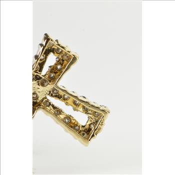 10K Diamond Encrusted Cross Christian Symbol Yellow Gold Pendant