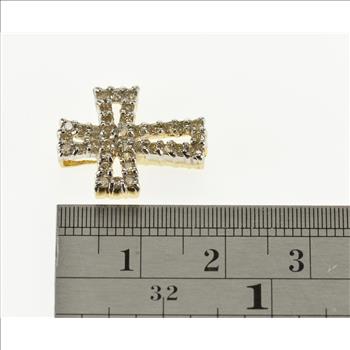 10K Diamond Encrusted Cross Christian Symbol Yellow Gold Pendant