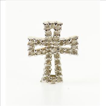 10K Diamond Encrusted Cross Christian Symbol Yellow Gold Pendant