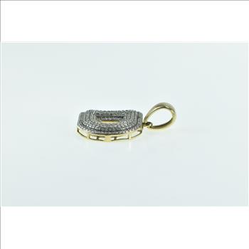 10K Diamond Encrusted D Letter Monogram Initial Yellow Gold Pendant