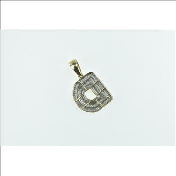 10K Diamond Encrusted D Letter Monogram Initial Yellow Gold Pendant