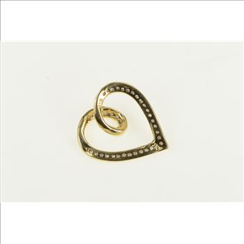 10K Diamond Encrusted Heart Loop Love Yellow Gold Pendant