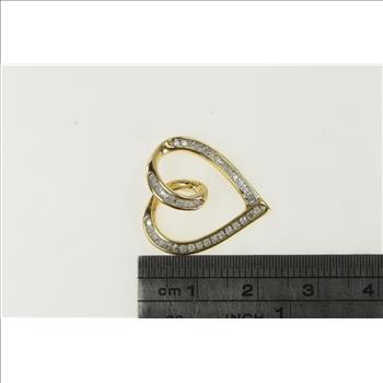 10K Diamond Encrusted Heart Loop Love Yellow Gold Pendant