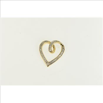 10K Diamond Encrusted Heart Loop Love Yellow Gold Pendant