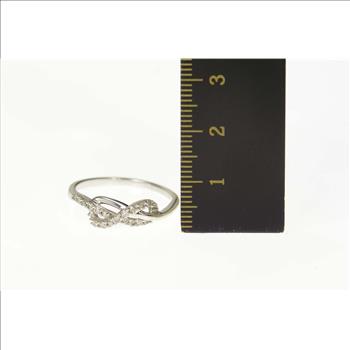 10K Diamond Encrusted Infinity Symbol Promise White Gold Ring, Size 8.5