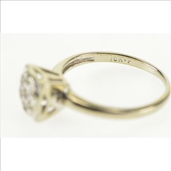 10K Diamond Encrusted Square Cluster Engagement White Gold Ring, Size 5.75