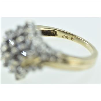 10K Diamond Freeform Cluster Statement Yellow Gold Ring, Size 7.25