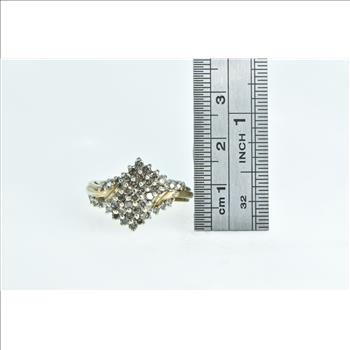 10K Diamond Freeform Cluster Statement Yellow Gold Ring, Size 7.25
