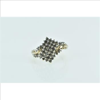 10K Diamond Freeform Cluster Statement Yellow Gold Ring, Size 7.25