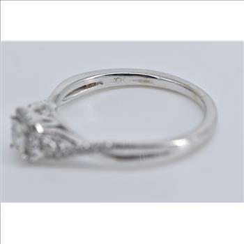 10K Diamond Halo Twist Band Promise Engagement White Gold Ring, Size 6.5