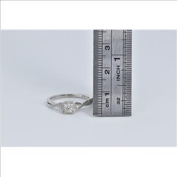 10K Diamond Halo Twist Band Promise Engagement White Gold Ring, Size 6.5