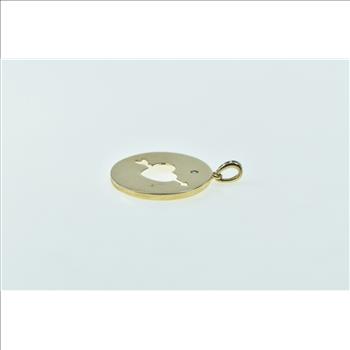 10K Diamond Heart Arrow Cut Out Circle Vintage Yellow Gold Pendant