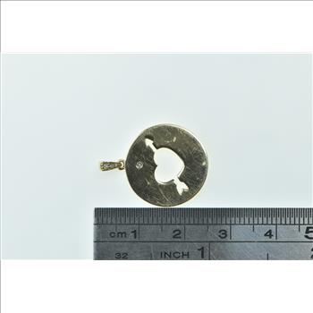 10K Diamond Heart Arrow Cut Out Circle Vintage Yellow Gold Pendant