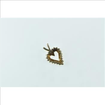 10K Diamond Heart Classic Love Symbol Vintage Yellow Gold Pendant