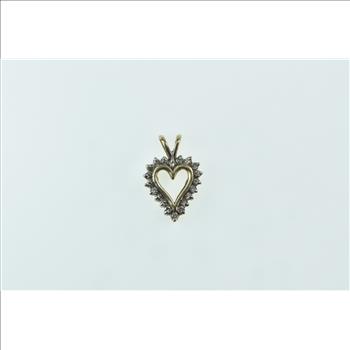 10K Diamond Heart Classic Love Symbol Vintage Yellow Gold Pendant