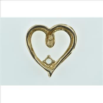10K Diamond Heart Curvy Love Symbol Yellow Gold Pendant