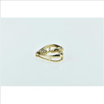 10K Diamond Heart Curvy Love Symbol Yellow Gold Pendant