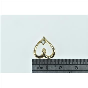10K Diamond Heart Curvy Love Symbol Yellow Gold Pendant