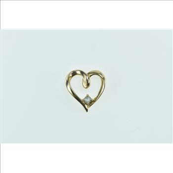 10K Diamond Heart Curvy Love Symbol Yellow Gold Pendant