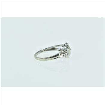 10K Diamond Heart Love Symbol Promise White Gold Ring, Size 7