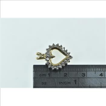10K Diamond Heart Love Symbol Romantic Yellow Gold Pendant