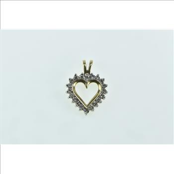 10K Diamond Heart Love Symbol Romantic Yellow Gold Pendant