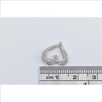 10K Diamond Heart Love Symbol Statement White Gold Pendant