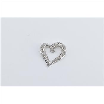 10K Diamond Heart Love Symbol Statement White Gold Pendant