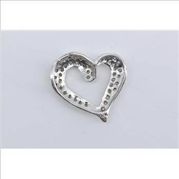 10K Diamond Heart Love Symbol Statement White Gold Pendant